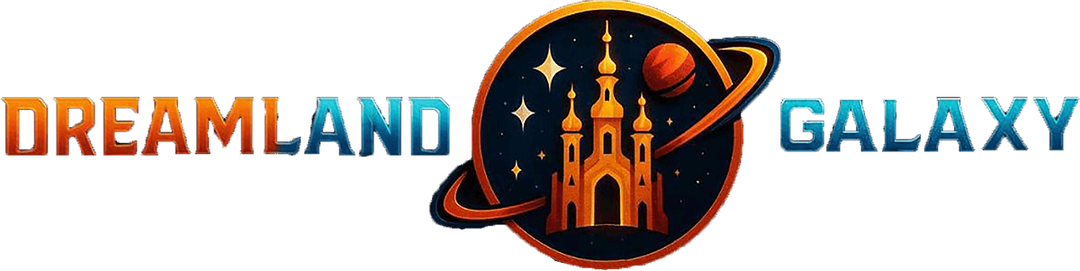 A stylized castle inside a planet with stars and a ring around it.